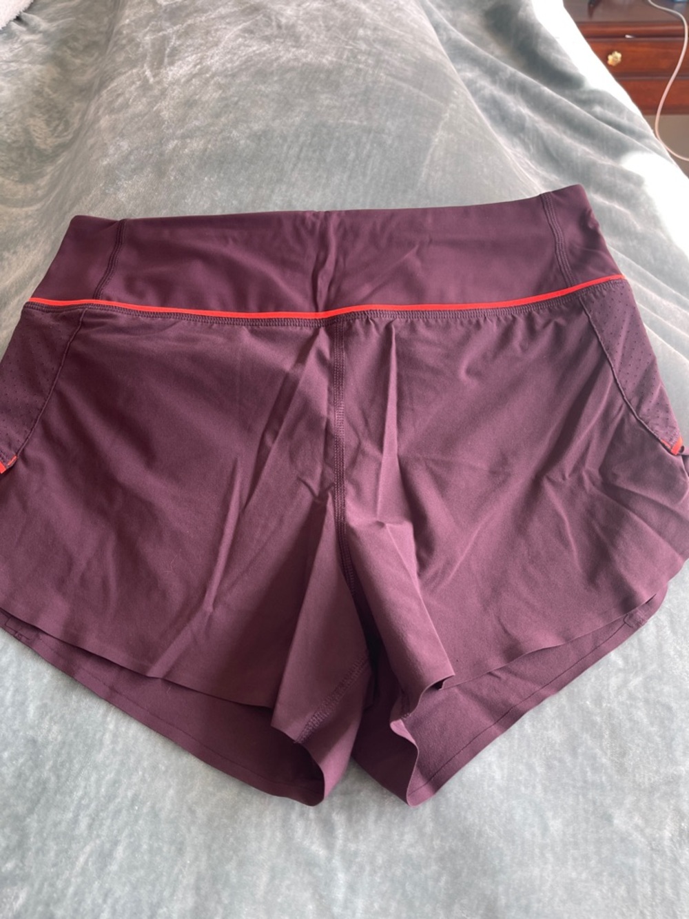 Athleta Plum Athletic Shorts with Coral Accent